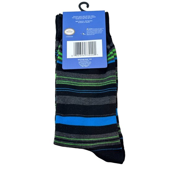 Striped Luigi Graphic Crew Socks NWT Men’s 6-12 Fun Novelty Cartoon - Picture 2 of 3